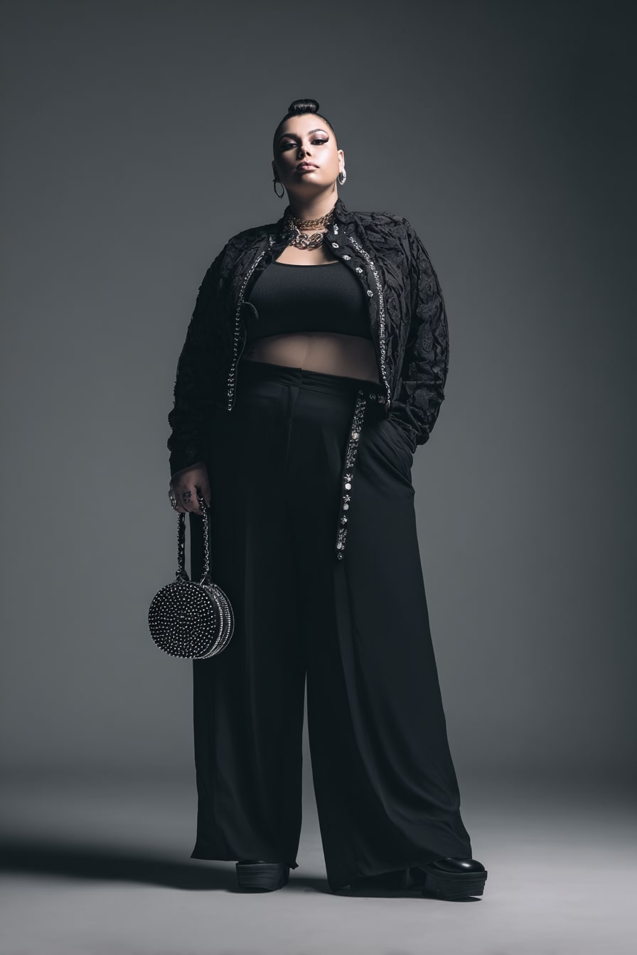 Quilted Bomber Jacket + Wide-Leg Trousers