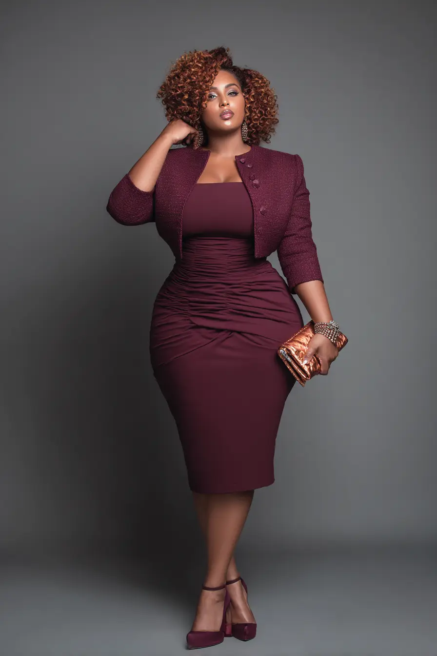 Structured Cropped Jacket + Ruched Bodycon Dress