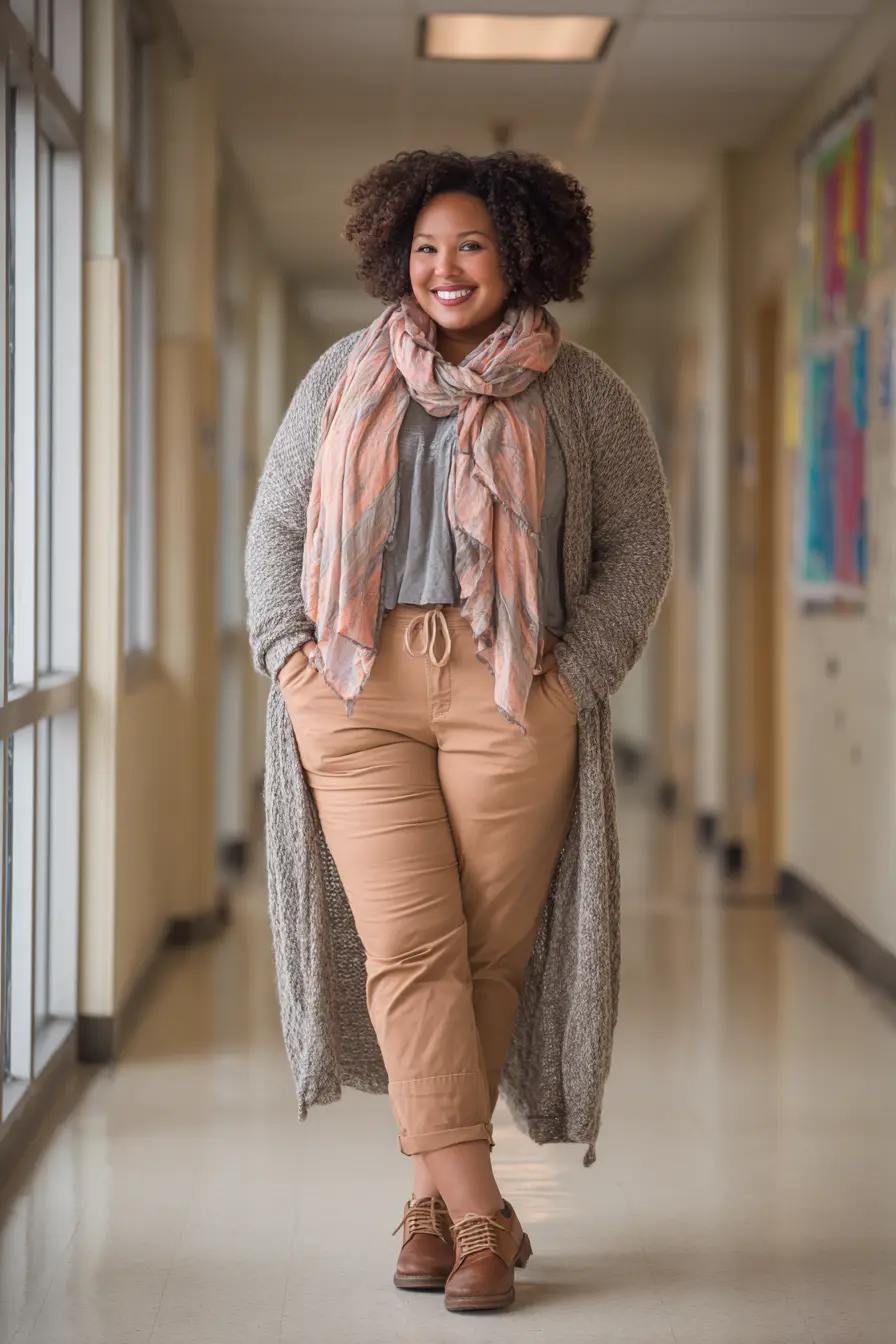 Long Knit Cardigan + Rolled Chinos