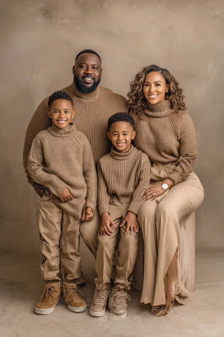 Chocolate Turtleneck Knit + Taupe Neutrals