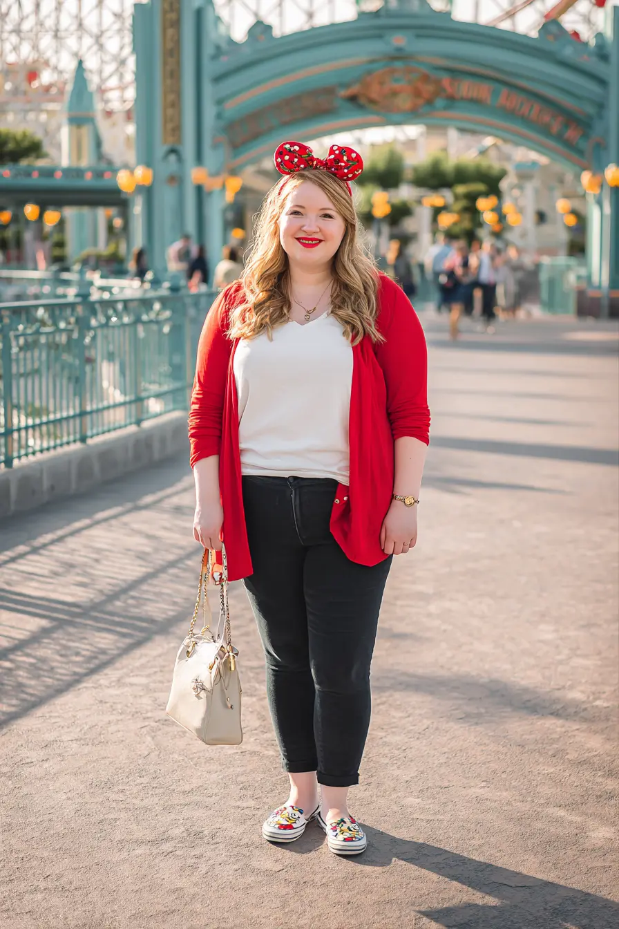 Red Knit Layer + Soft Neutral Tee
