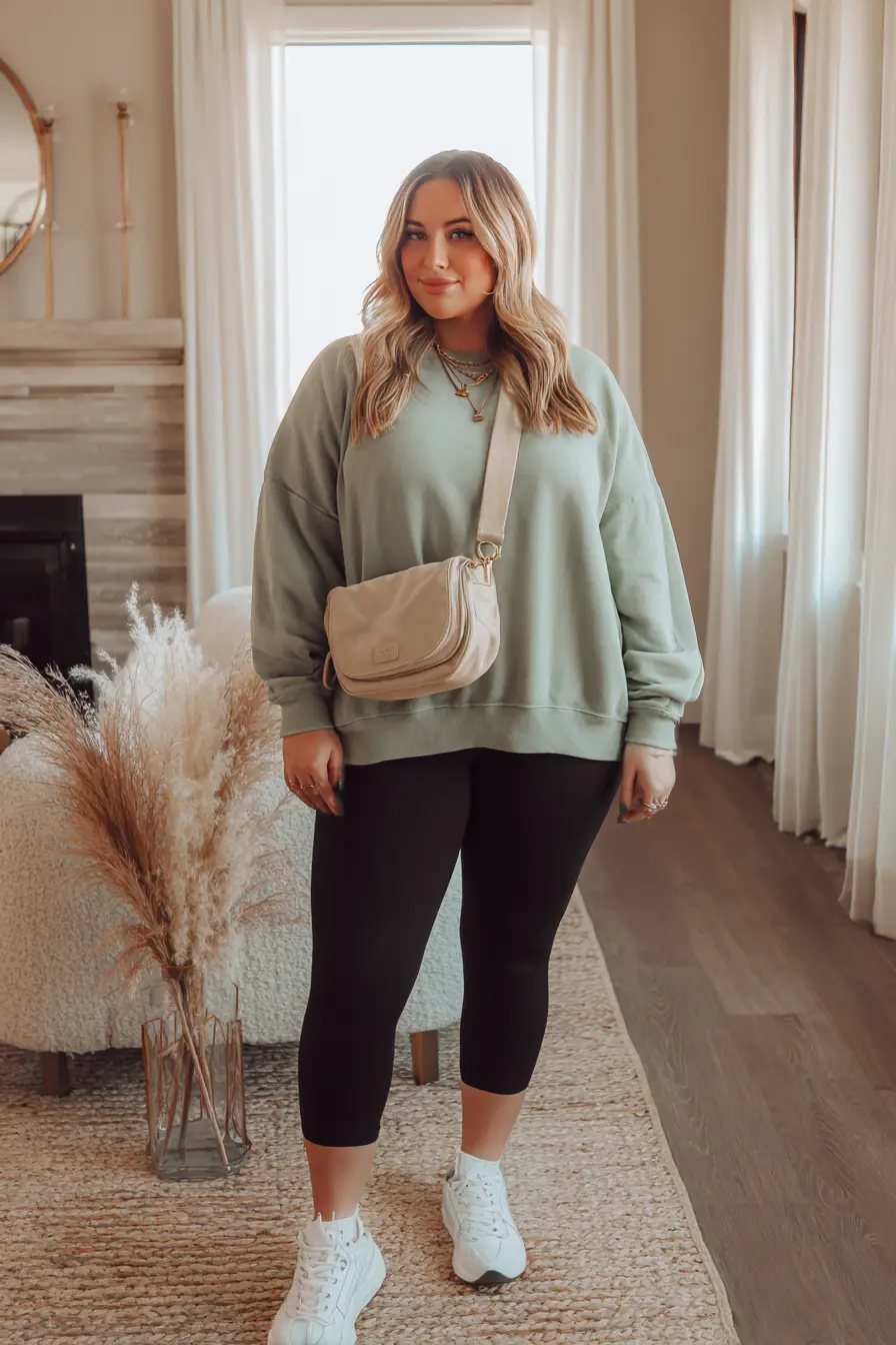 Oversized Sweatshirt + Cropped Leggings