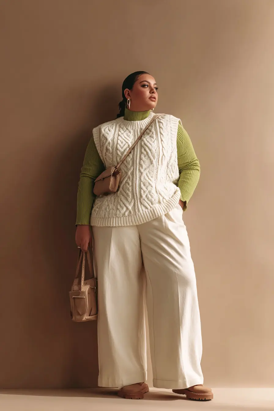 Textured Sweater Vest + Wide Pants Ease