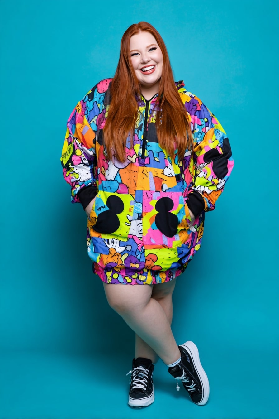 Bold Neon Disney Hoodie Look