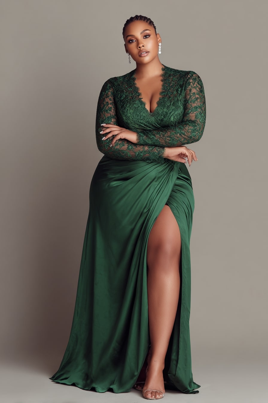 Lace Bodice Gown + Draped Satin Skirt