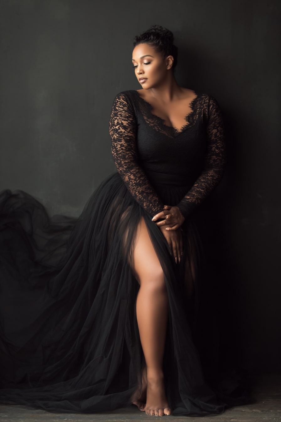 Lace Bodysuit Dress + Sheer Tulle Drama