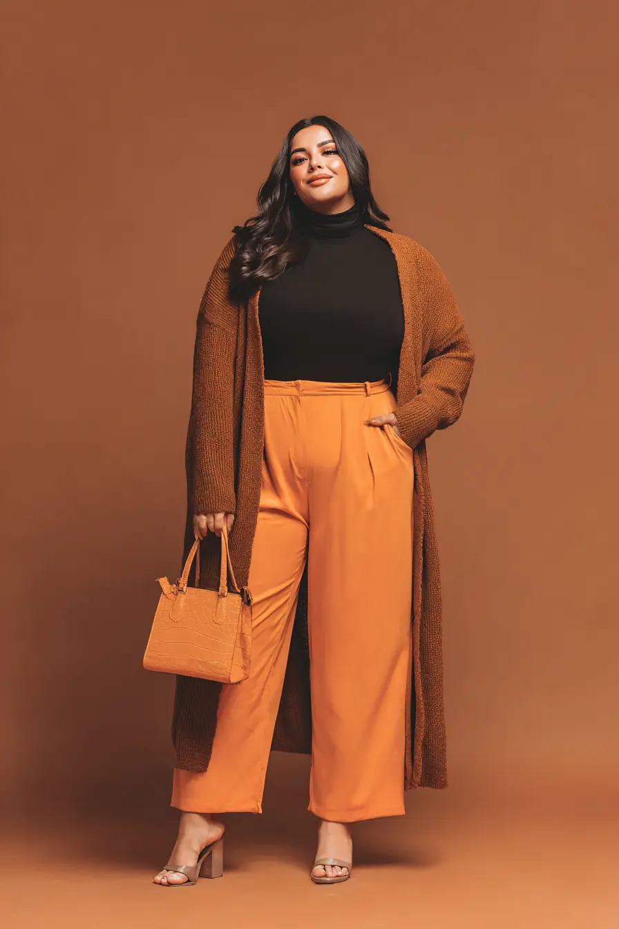 Long Knit Cardigan + Tailored Wide-Leg Trousers