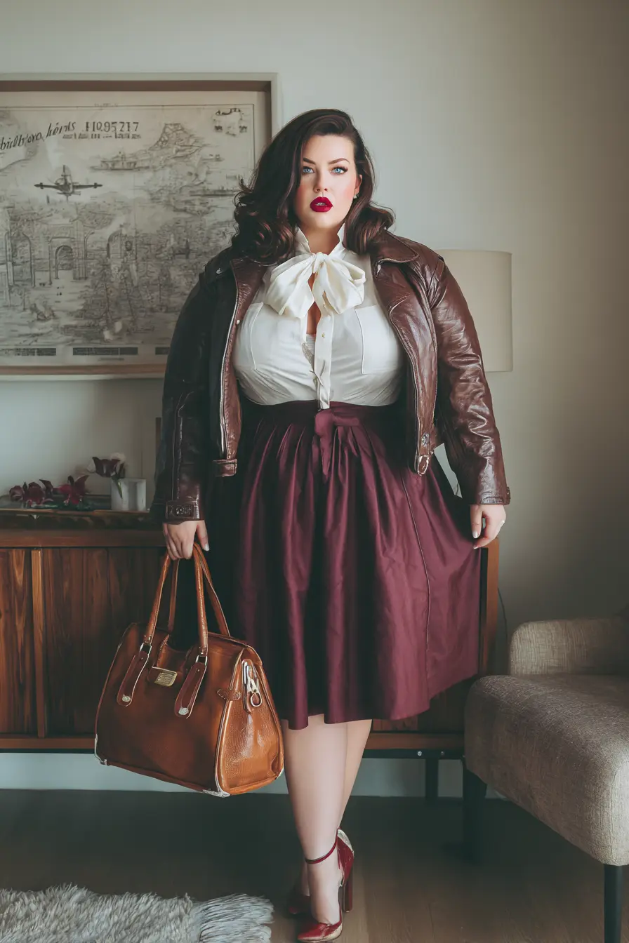 Leather Jacket + Plum Midi Movement
