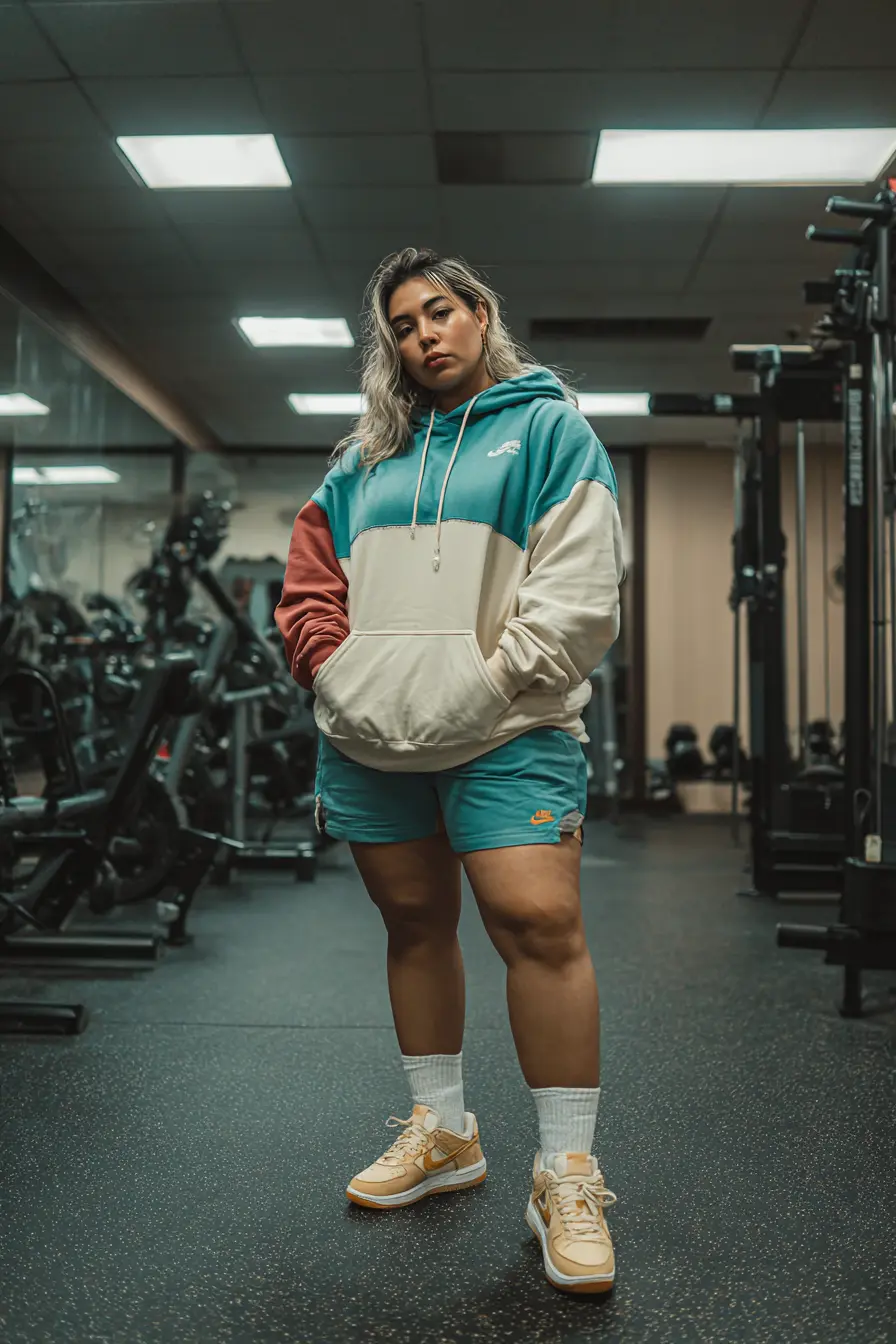 Color-Blocked Hoodie + Matching Shorts