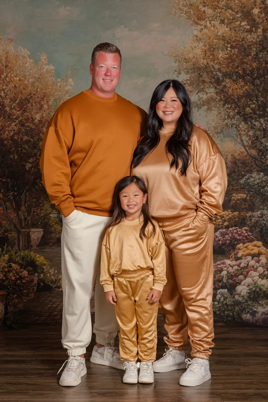 Copper Metallic Sweats + Soft Neutrals