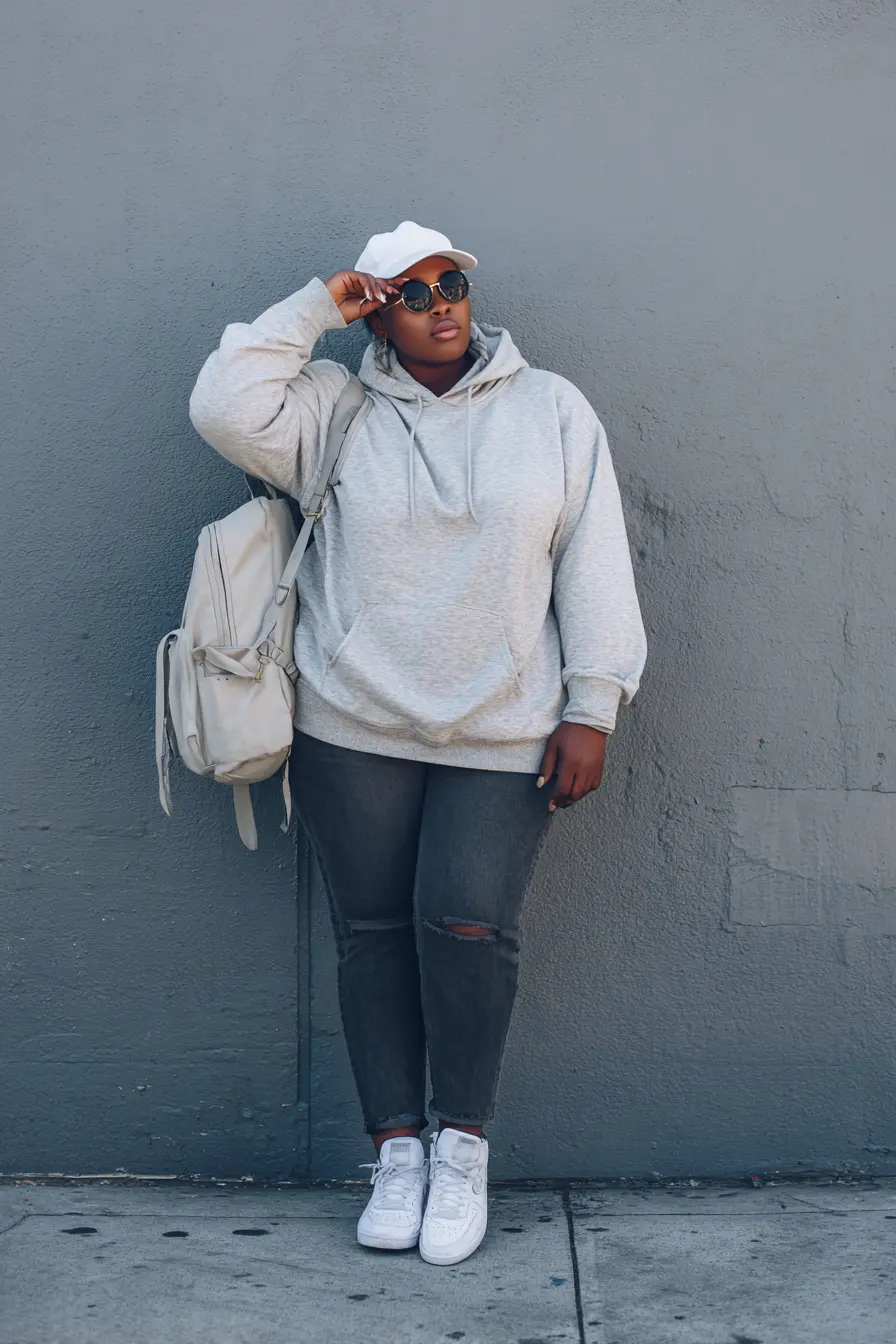 Soft Hoodie + Distressed Denim Street Look