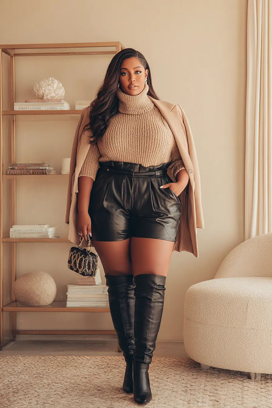 Camel Blazer + Leather Shorts Edge