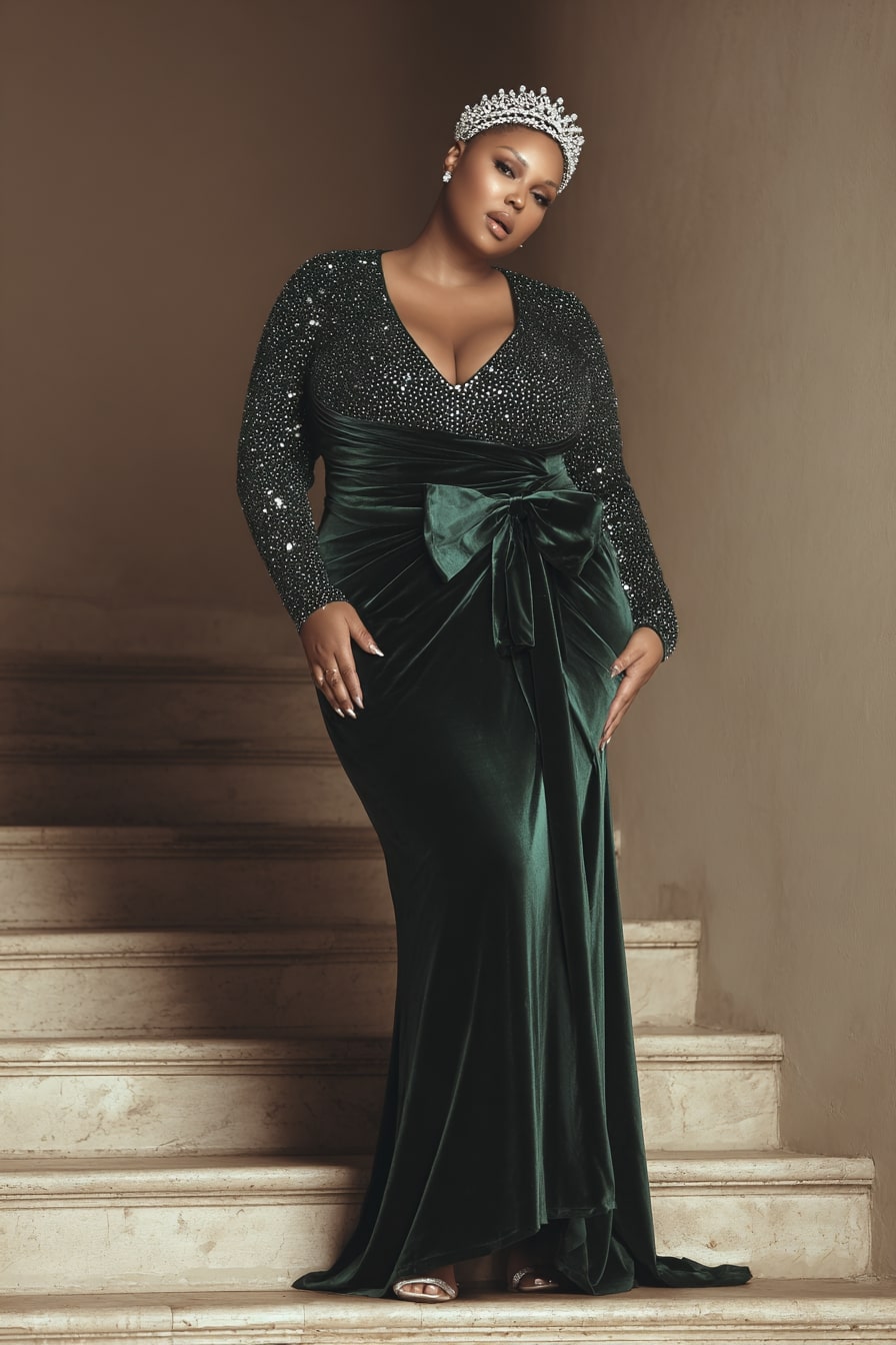 Velvet Gown + Crystal Embellished Bodice