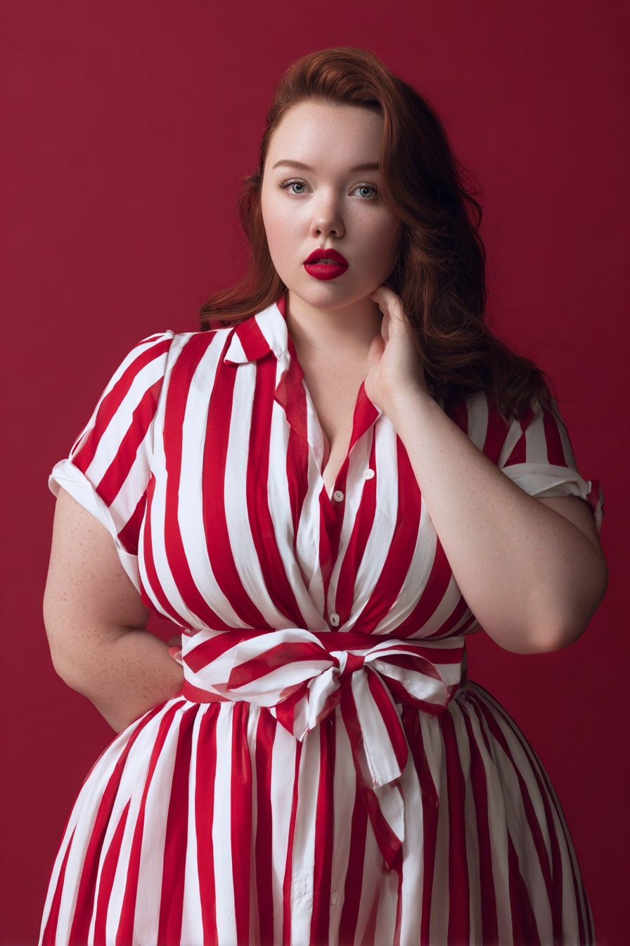 Striped Shirt Dress + Waist-Tied Volume