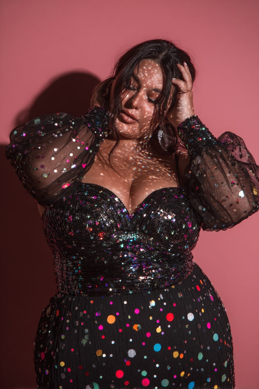 Playful Polka Dot Sequin Dress for Valentine’s Fun