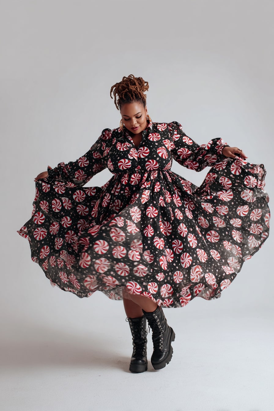 Peppermint Print Maxi Dress + Combat Boots