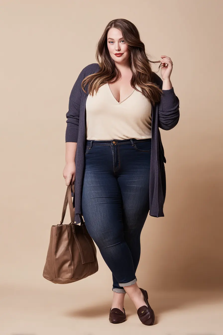 Soft Knit Layering + Dark-Slim Denim