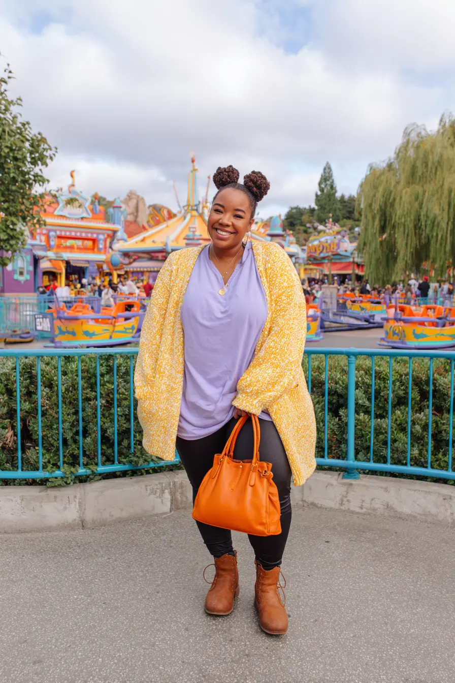 Marled Yellow Cardigan + Lavender Tunic Flow