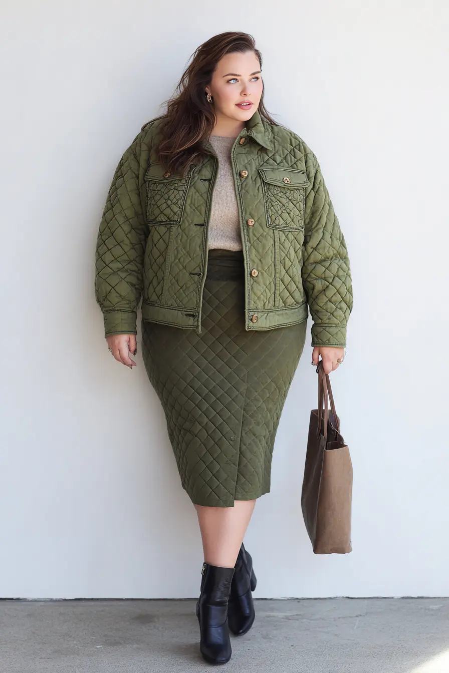 Quilted Jacket + Matching Skirt Texture
