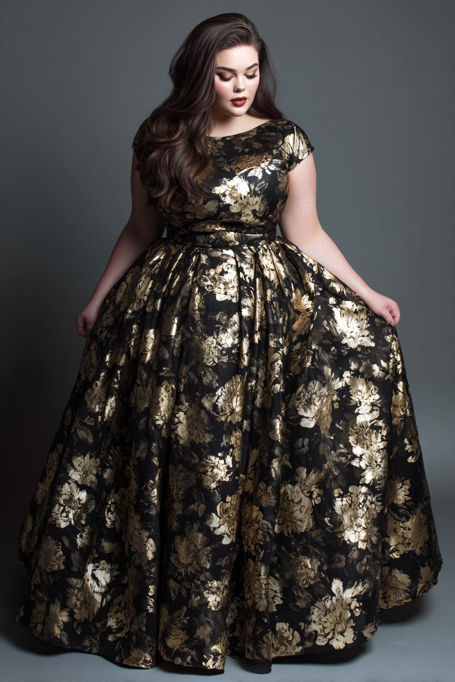 Metallic Floral Gown + Full Skirt Majesty