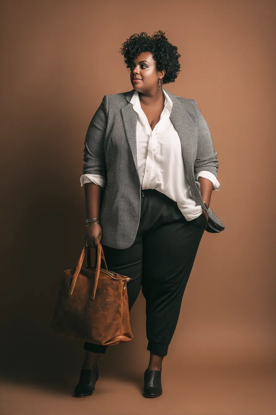 Soft Tweed Blazer + Relaxed Button-Down Layers