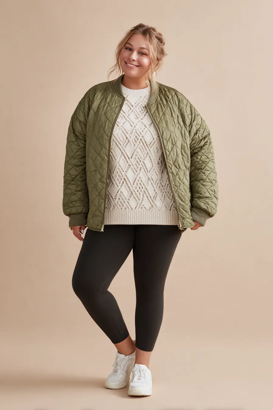 Quilted Bomber Jacket + Textured Sweater