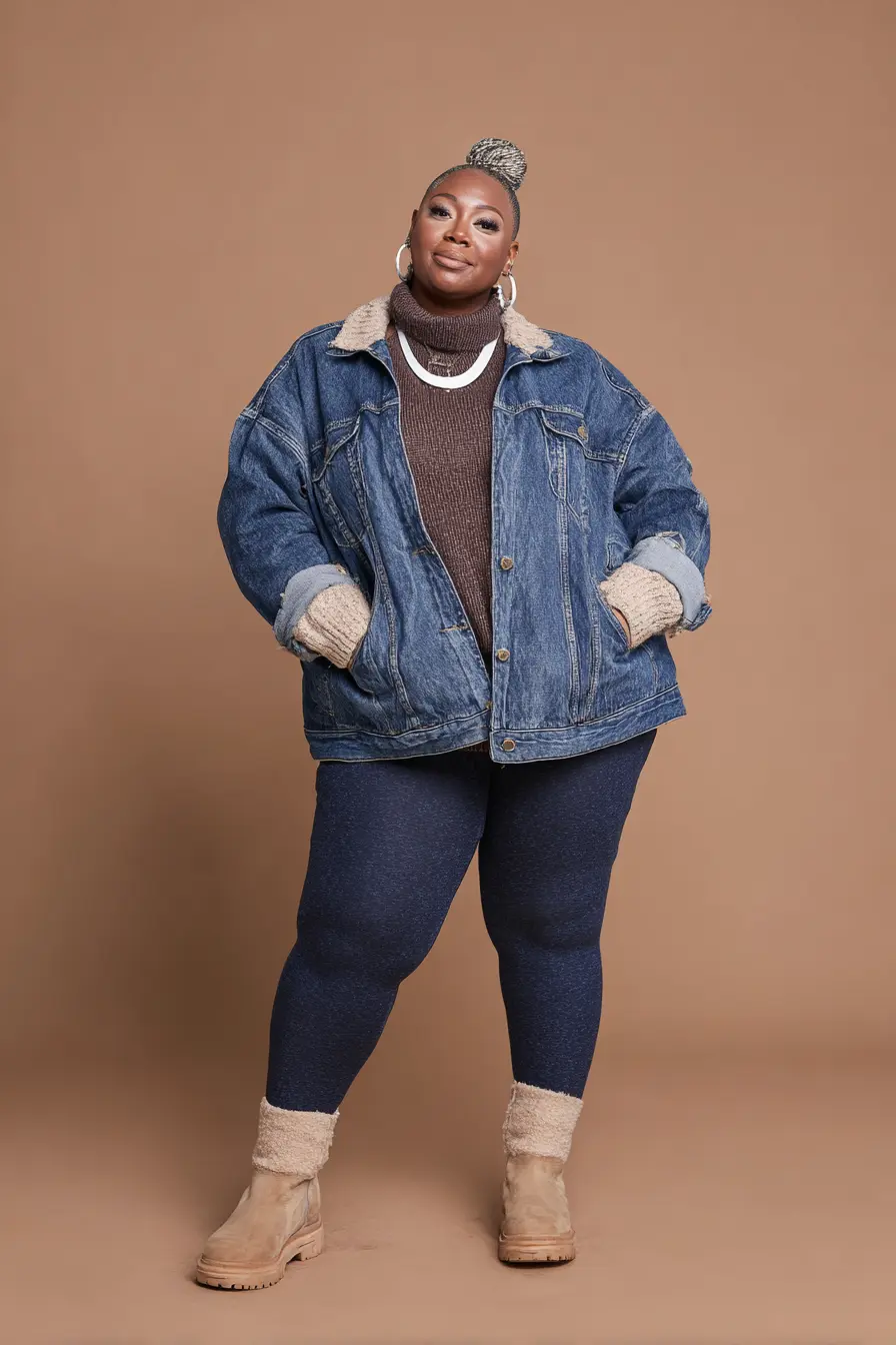 Oversized Denim Jacket + Cozy Leggings