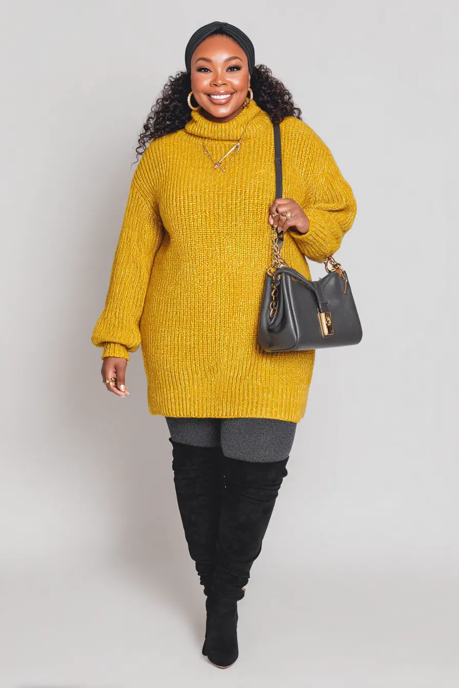 Mustard Turtleneck Tunic + Leggings Ease