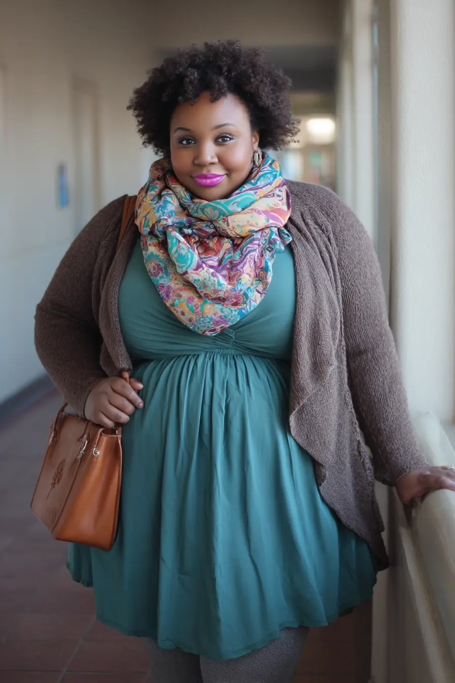 Flowy Mini Dress + Patterned Scarf