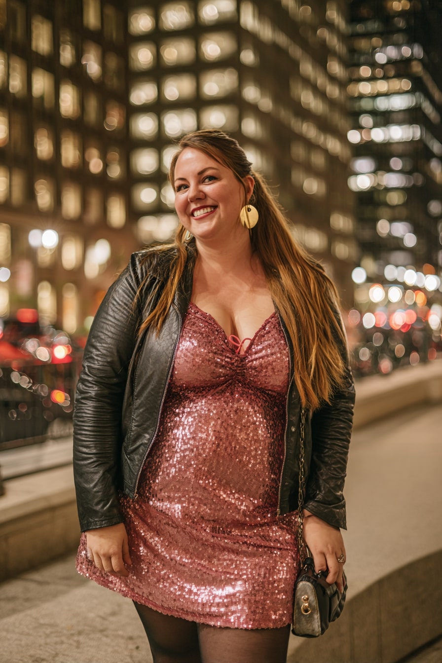 Sparkling Night Out in Sequins and Leather