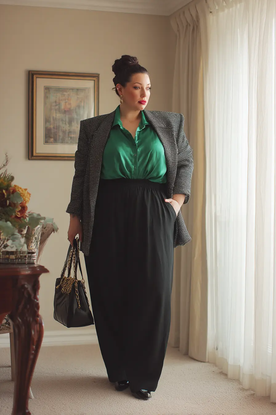 Structured Blazer + Silk Blouse