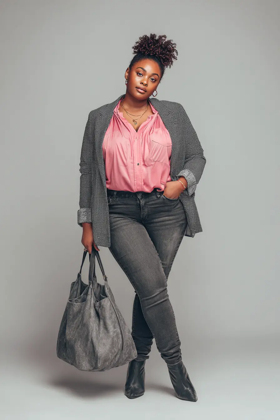 Knit Blazer Layering + Washed Grey Denim