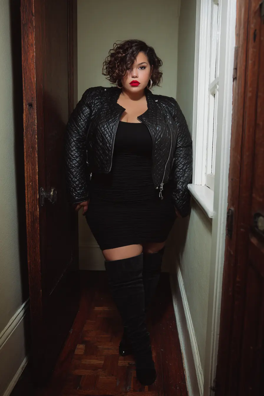 Quilted Moto Jacket + Bodycon Dress