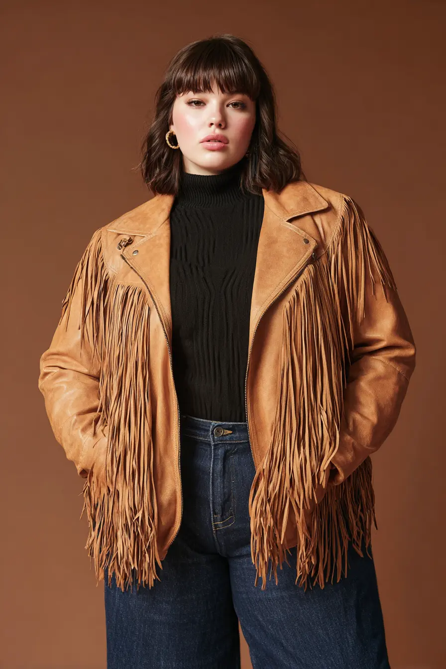 Fringed Suede Jacket + Dark Denim