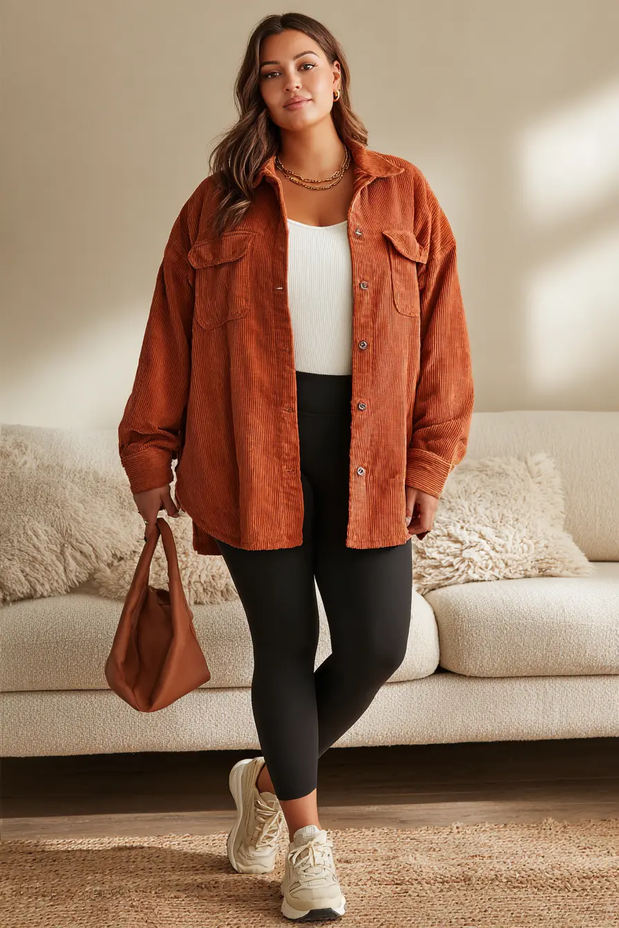 Corduroy Shacket + Leggings