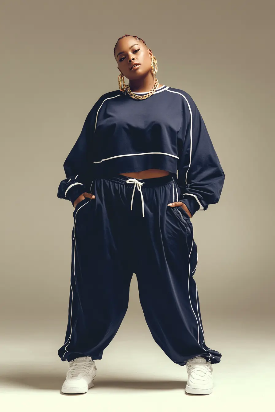 Cropped Track Top + Relaxed Pants Flow