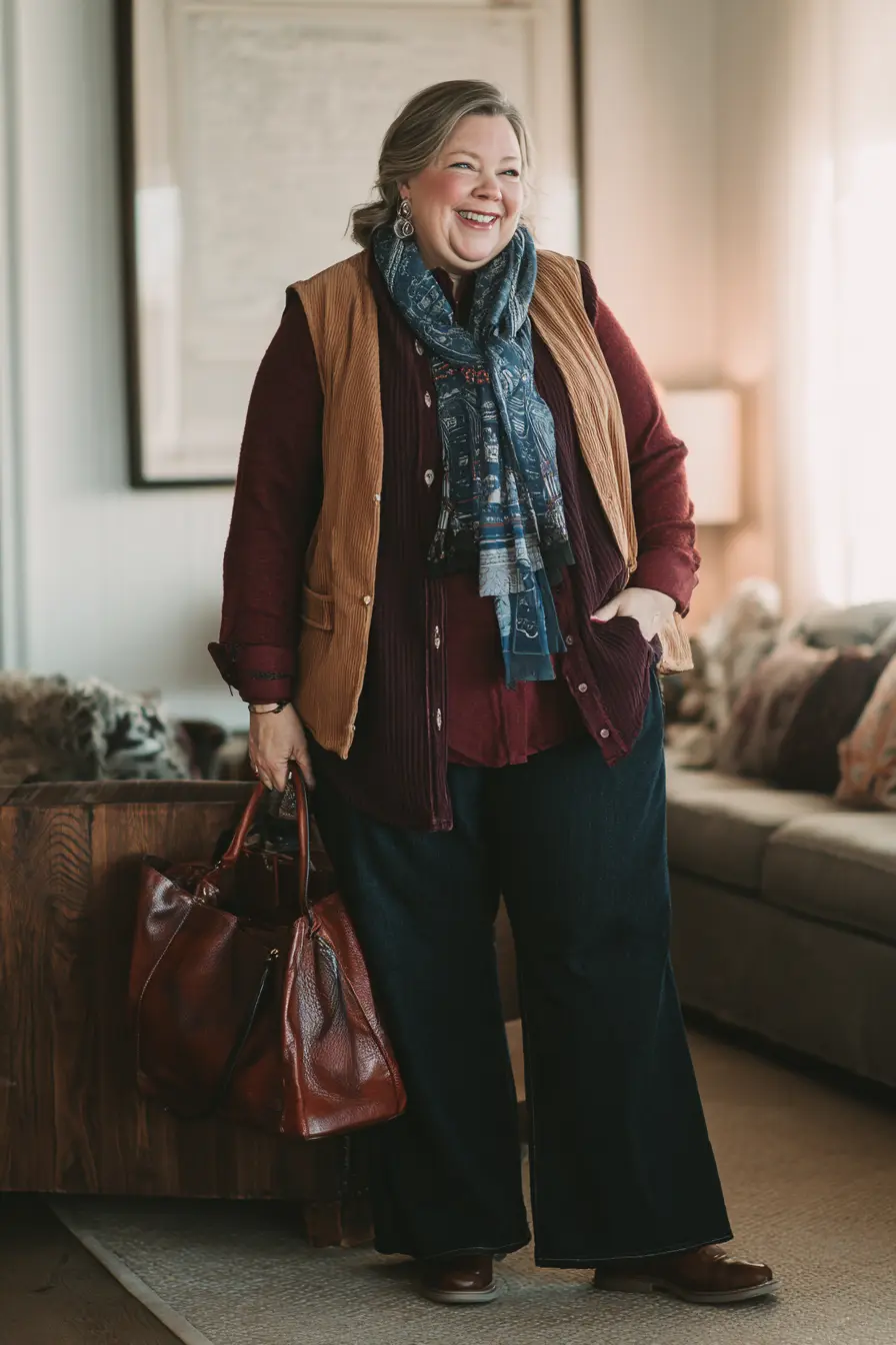Corduroy Vest + Layered Button-Down Charm
