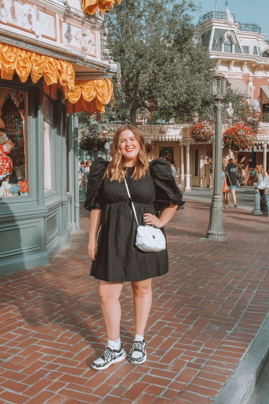 Chic Black Dress Disney Winter Outfit