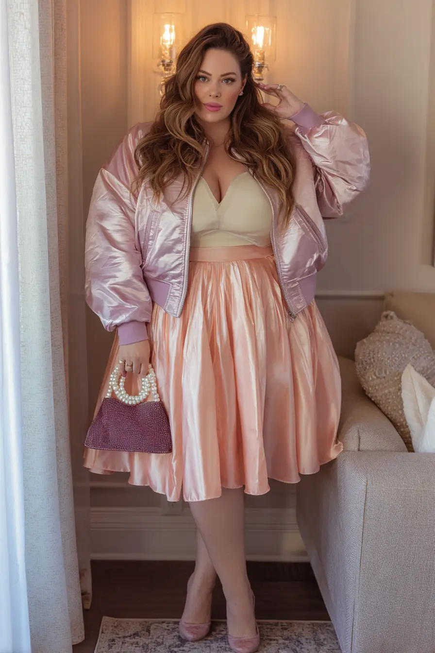 Satin Bomber Jacket + Full Skirt