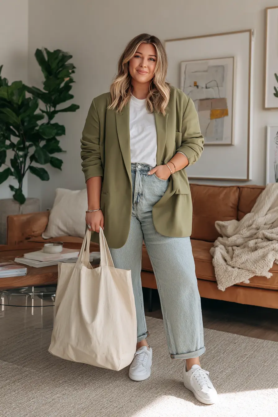 Relaxed Blazer + Straight-Leg Jeans