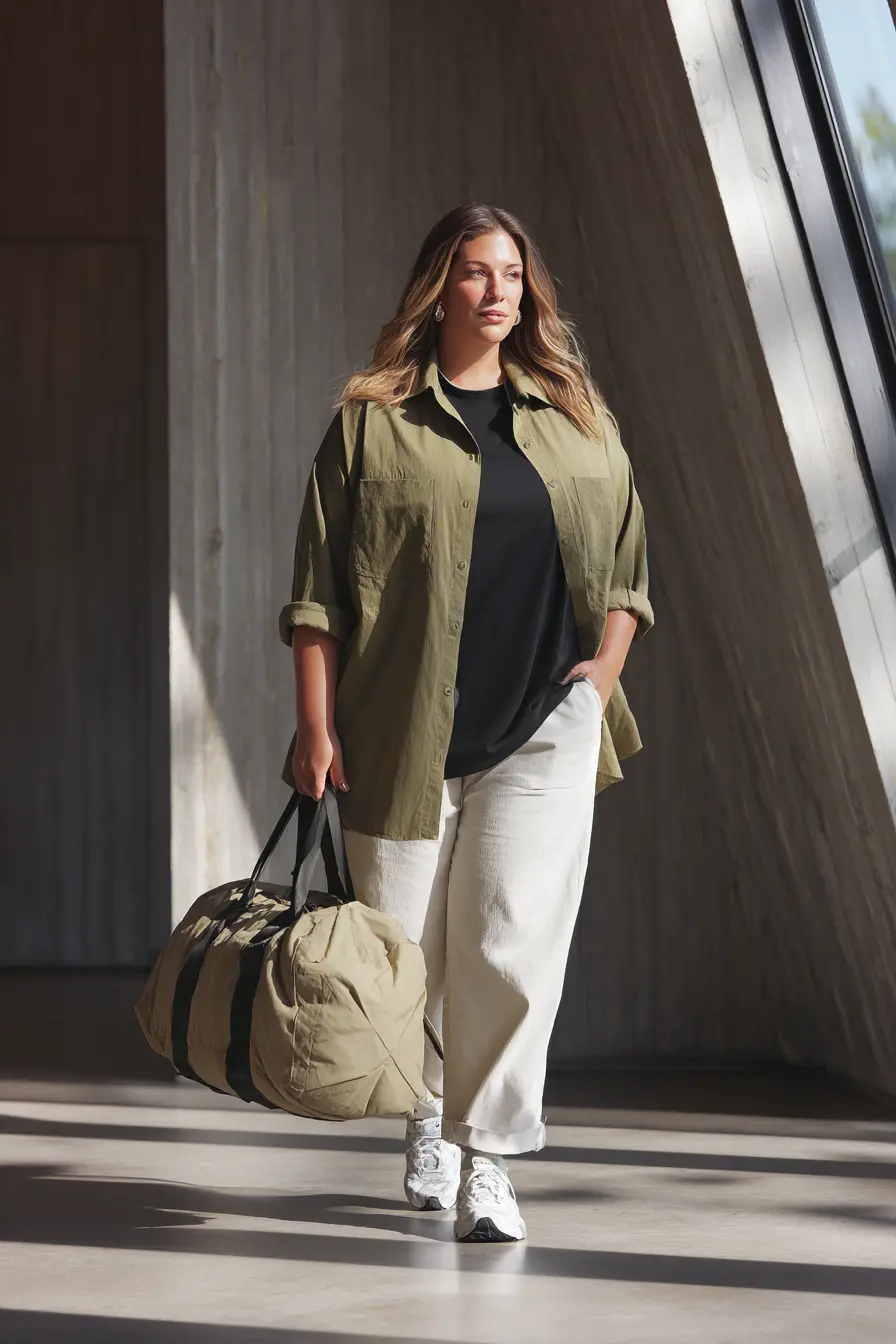 Overshirt Layer + Wide-Leg Trousers