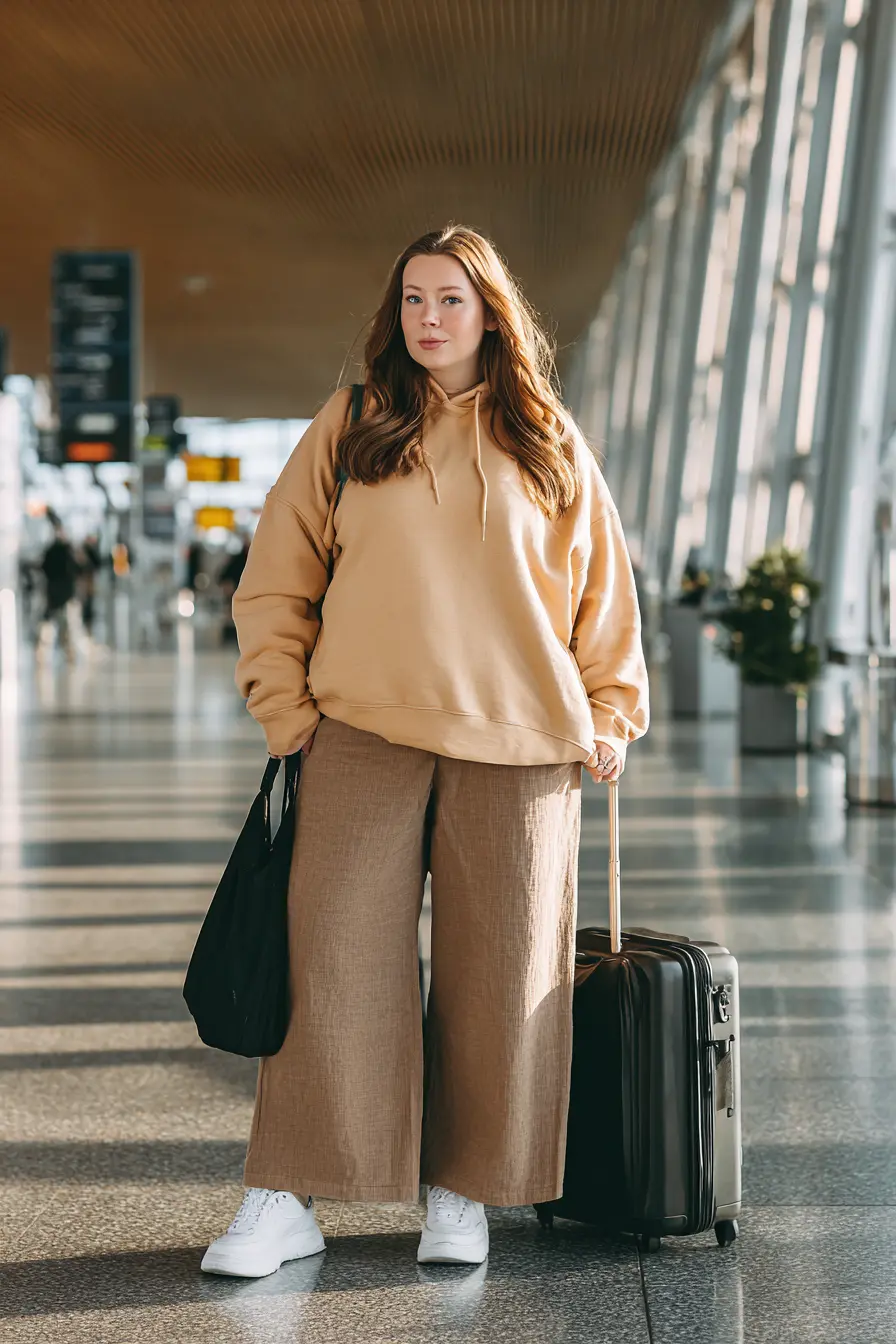 Oversized Hoodie Layer + Structured Wide-Leg Trousers