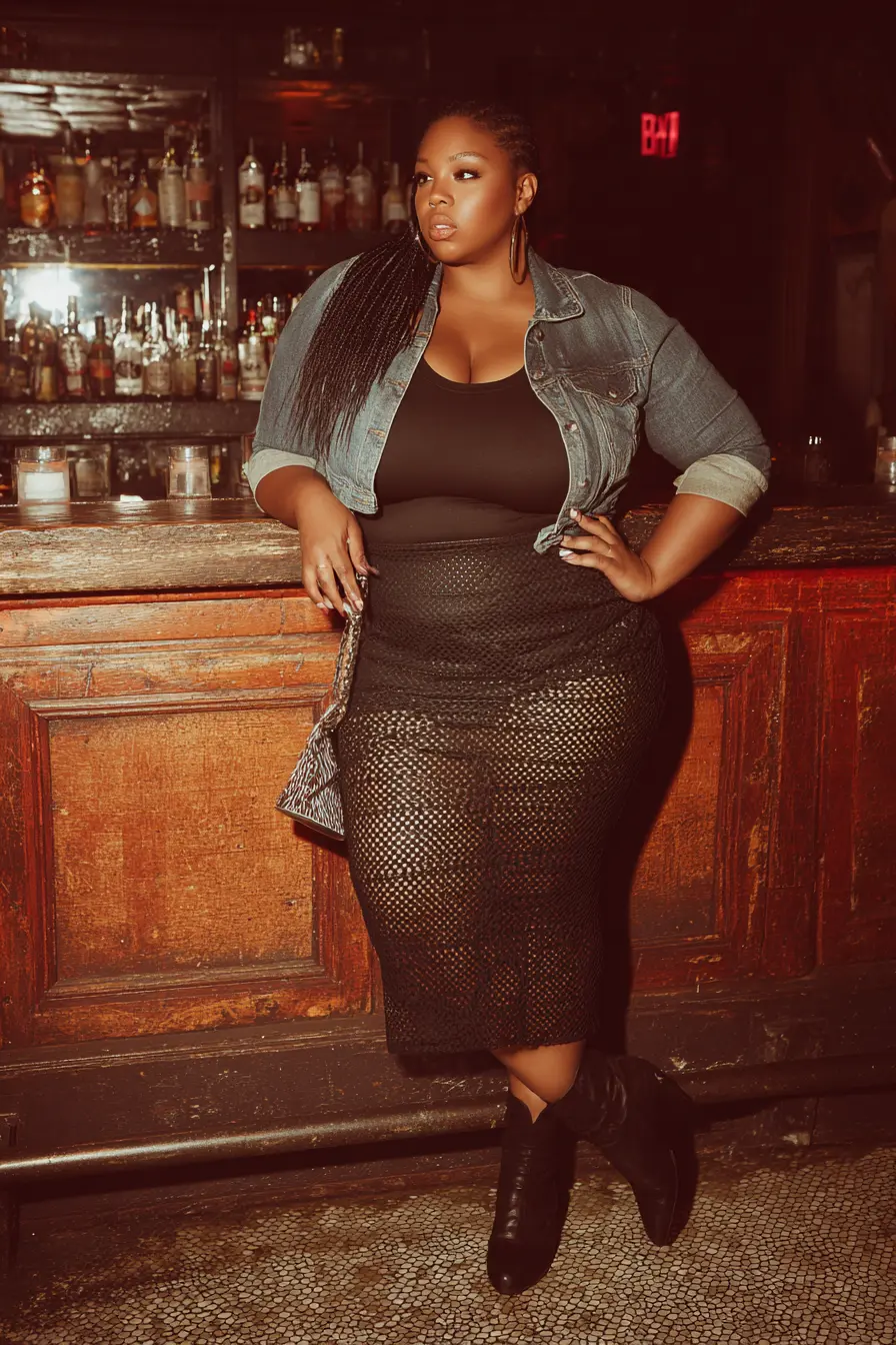 Cropped Denim Jacket + Mesh Skirt Drama