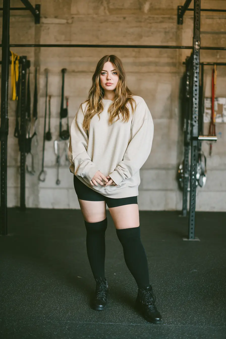 Oversized Sweatshirt + Bike Shorts