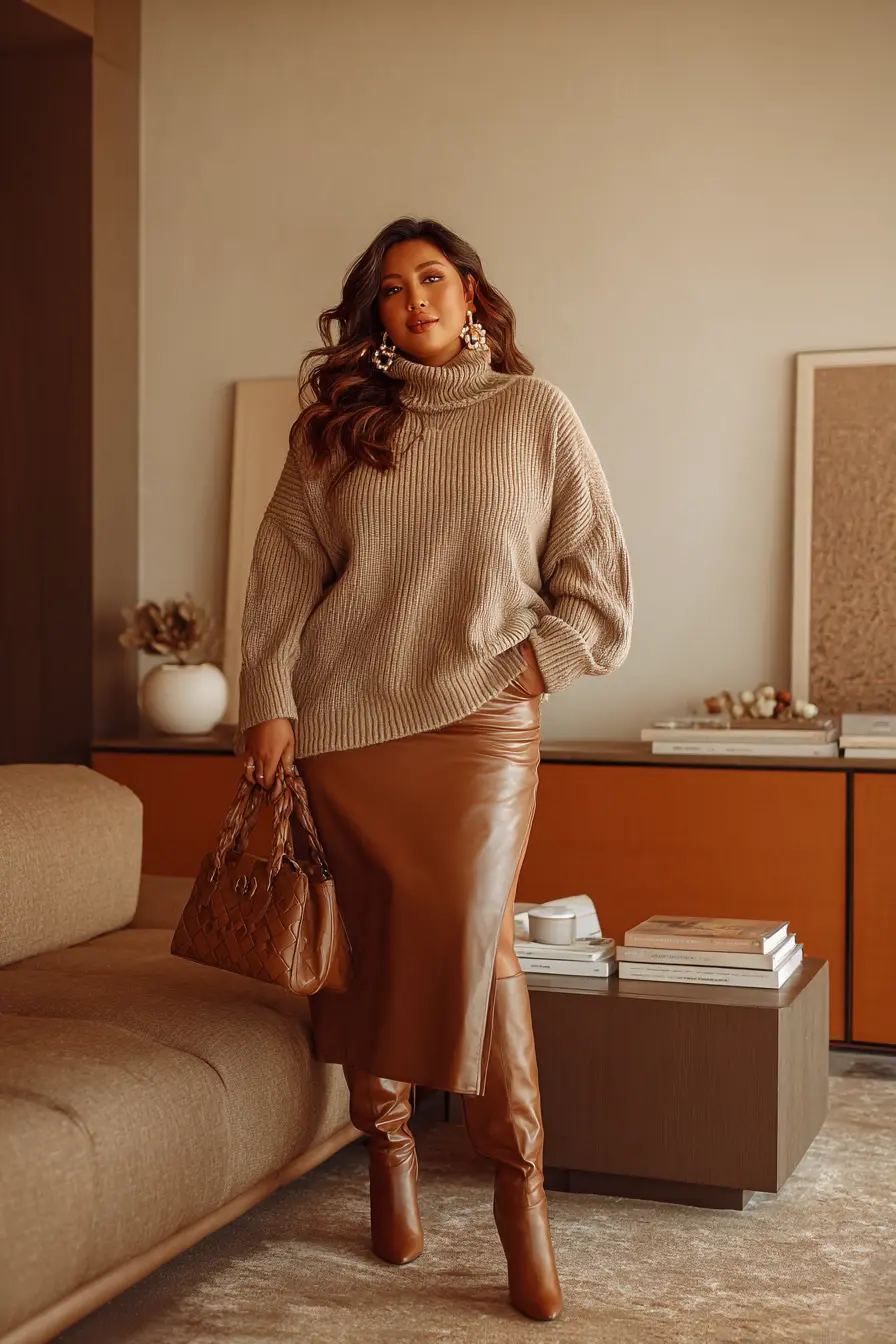 Luxe Leather and Knit Harmony for Fall Glam