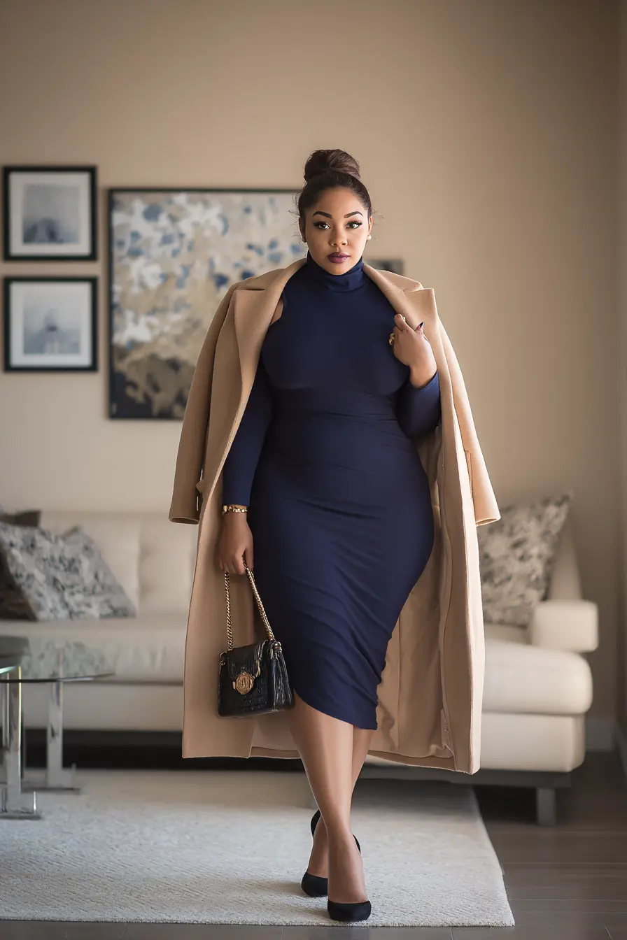 Bodycon Pencil Dress + Longline Coat