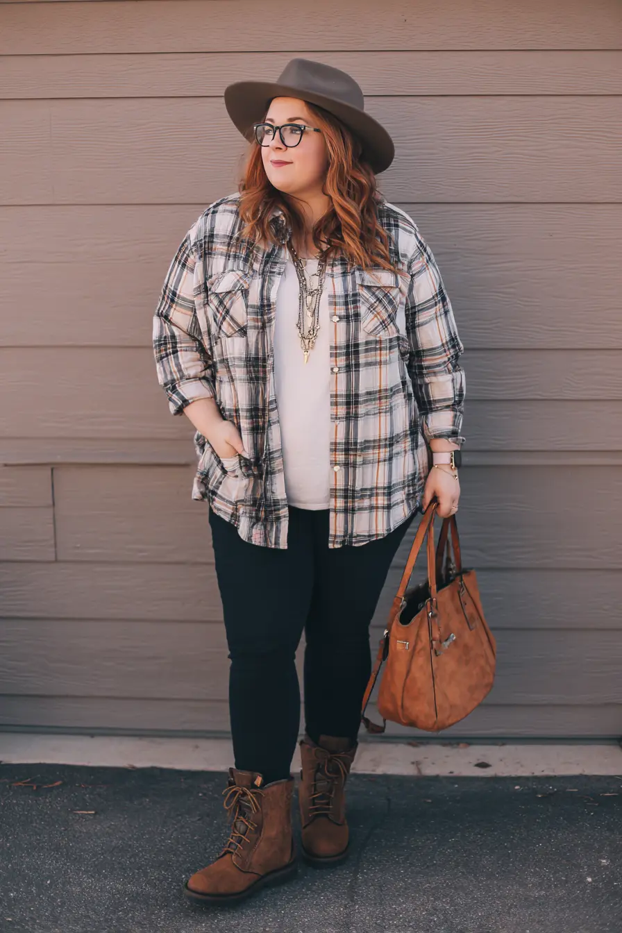 Plaid Shacket + Slim Jeans Layer