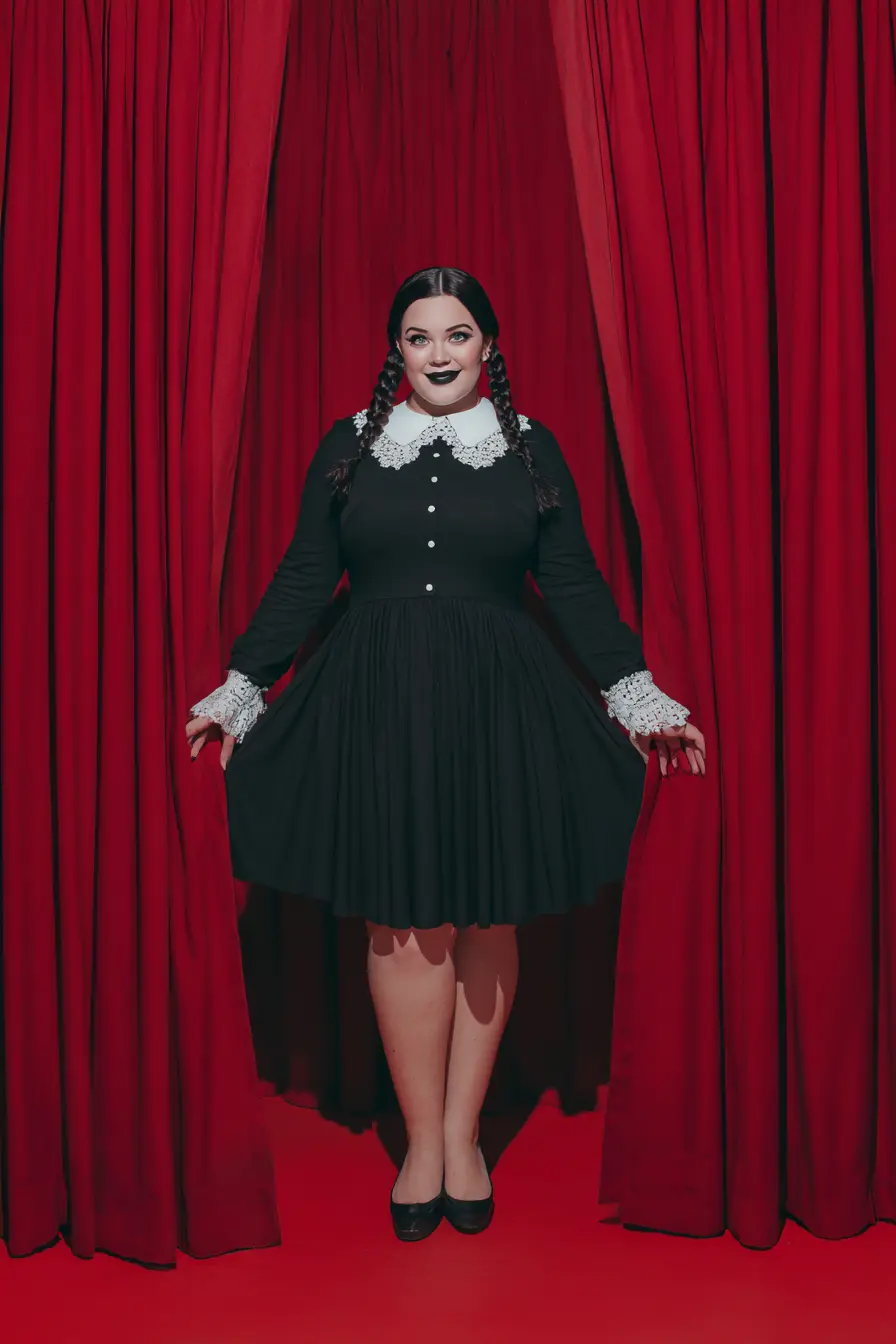 Peter Pan Collar Dress + Lace Cuffs