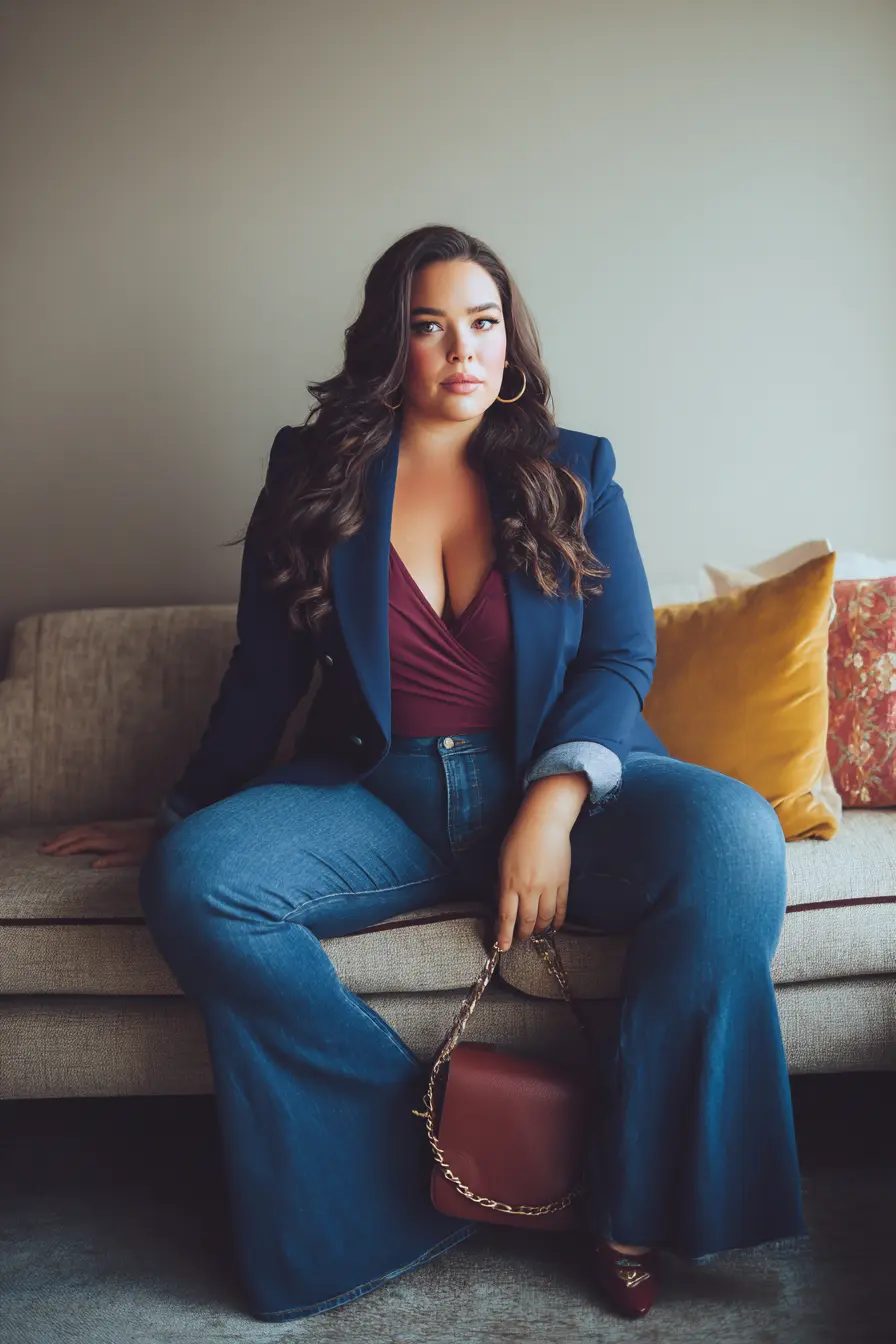 Structured Blazer + Flared Denim