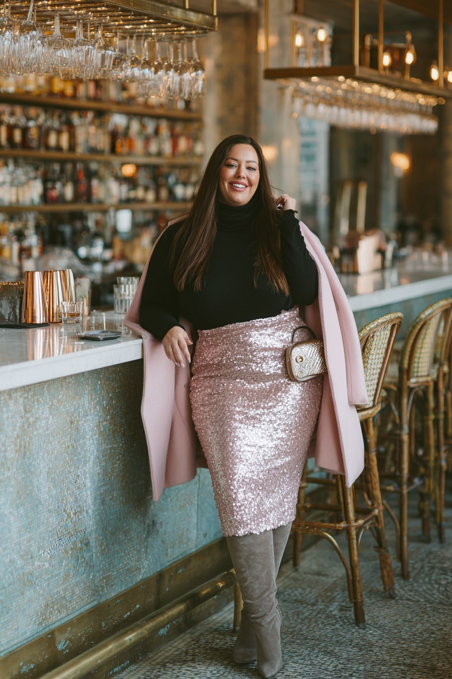 Sparkling Rose Sequin Statement for Winter Nights